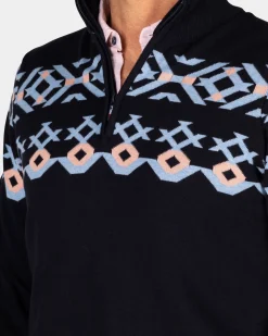 NZA New Zealand Auckland Blauwe katoenen trui met gebreid patroon