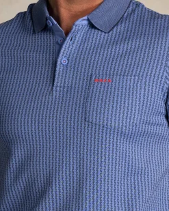 NZA New Zealand Auckland Blauwe polo met kleine witte streep