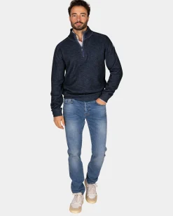 NZA New Zealand Auckland Blauwe sweater met halve rits -