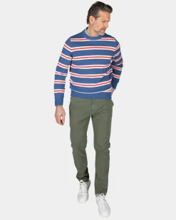 NZA New Zealand Auckland Blauwe trui met oranje witte strepen