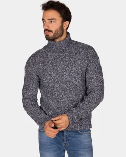 NZA New Zealand Auckland Blauwe wollen kabeltrui met col -