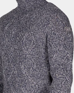 NZA New Zealand Auckland Blauwe wollen kabeltrui met col -