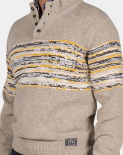 NZA New Zealand Auckland Bruine katoenen trui met geel zwarte print -