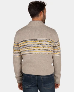 NZA New Zealand Auckland Bruine katoenen trui met geel zwarte print -