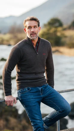 NZA New Zealand Auckland Bruine pullover met halve rits -