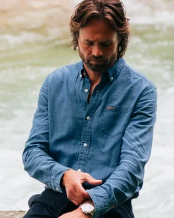 NZA New Zealand Auckland Denim overhemd van katoen met linnen