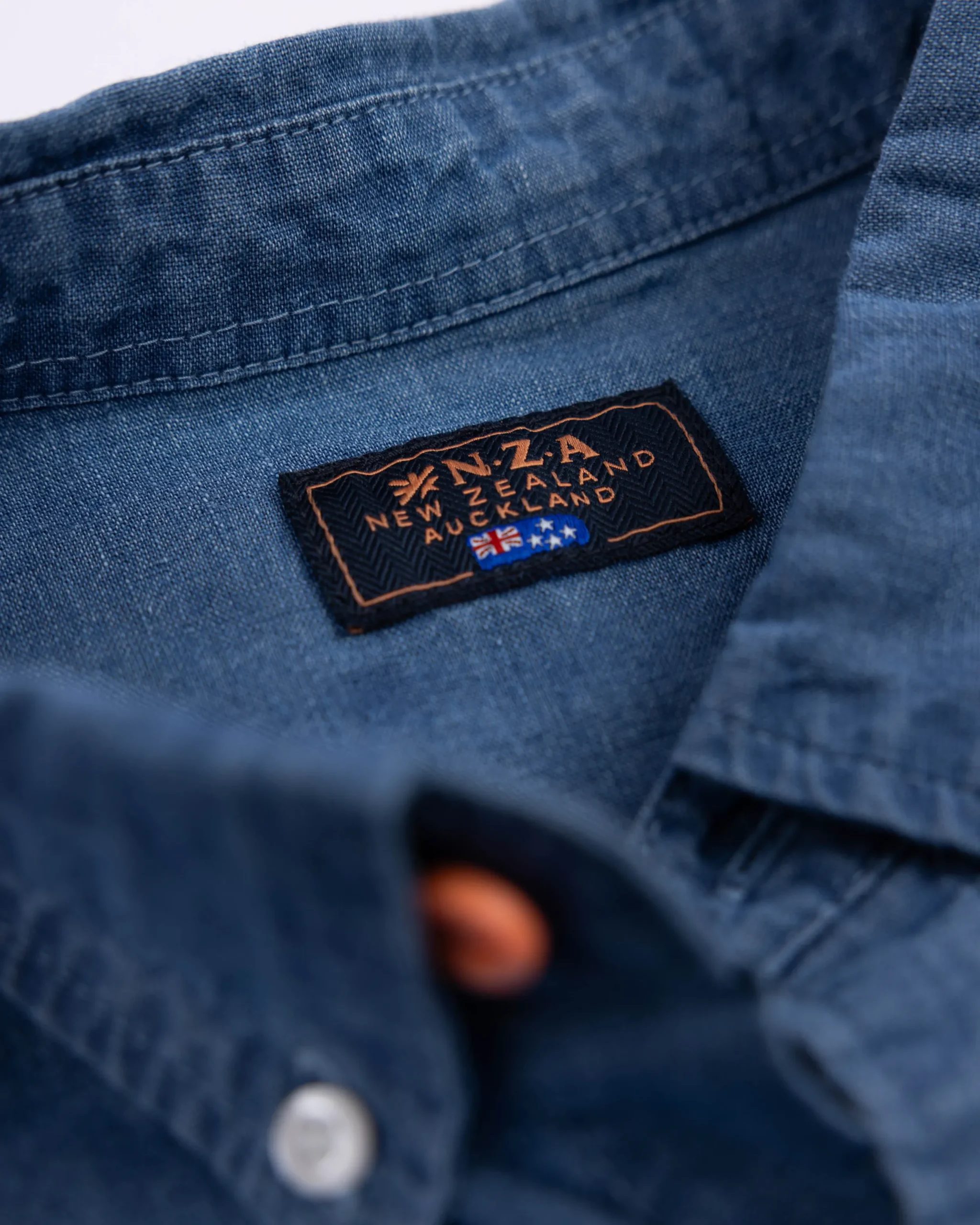 NZA New Zealand Auckland Denim overhemd van katoen met linnen