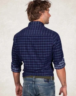 NZA New Zealand Auckland Donkerblauw katoenen corduroy shirt -