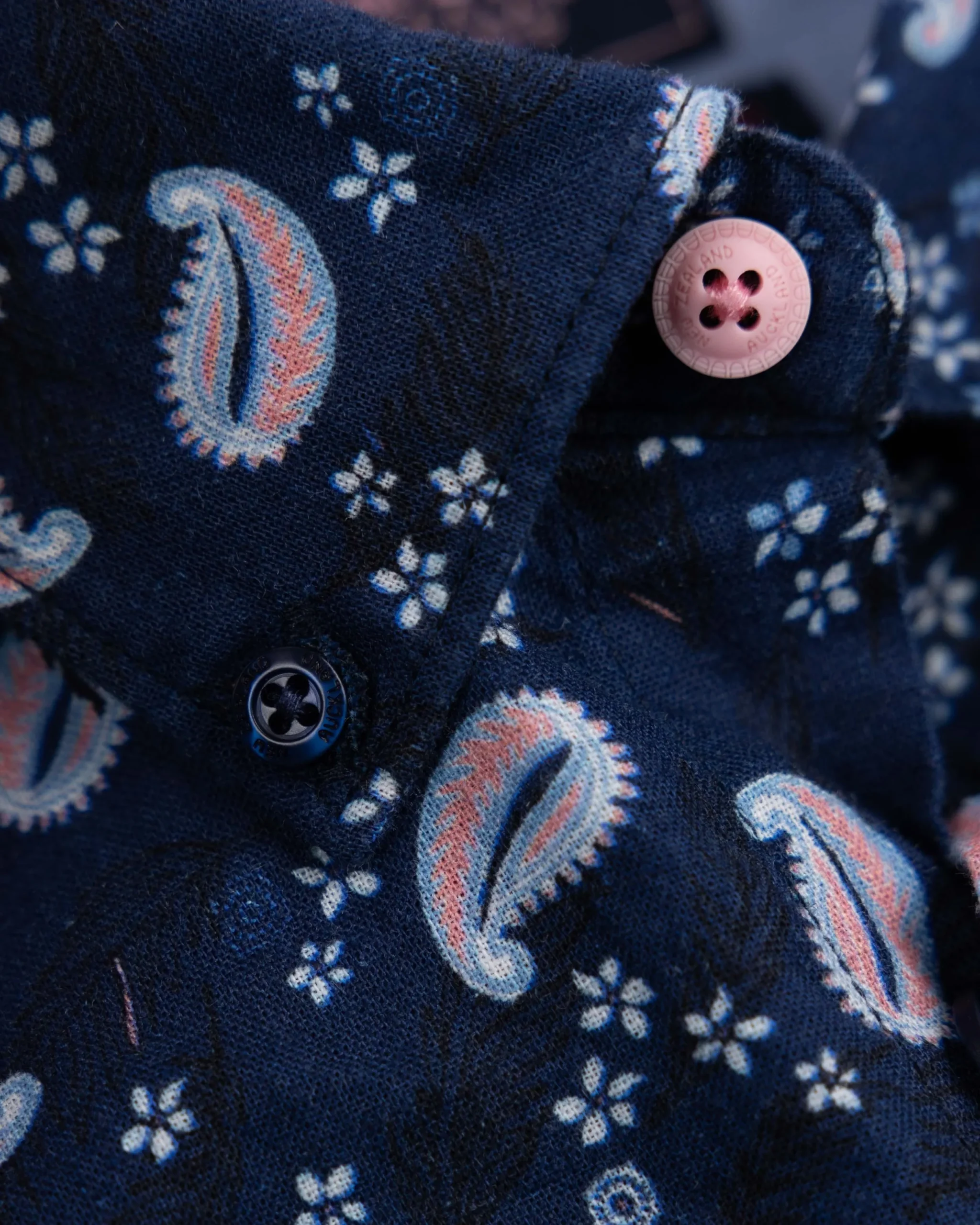 NZA New Zealand Auckland Donkerblauw overhemd met print en korte mouw