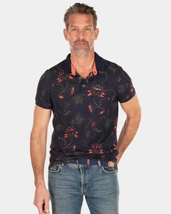 NZA New Zealand Auckland Donkerblauwe polo met bloemenprint -