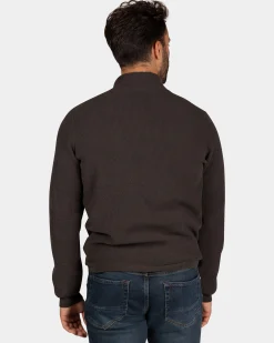 NZA New Zealand Auckland Donkerbruine chenille trui met halve rits -