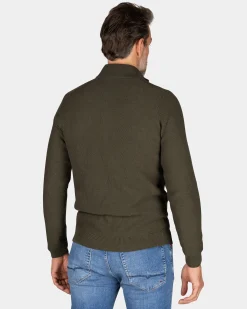 NZA New Zealand Auckland Donkergroene katoenen trui met halve rits -