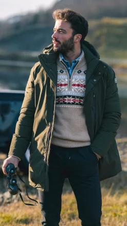 NZA New Zealand Auckland Donkergroene parka met opstaande kraag -