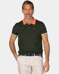 NZA New Zealand Auckland Donkergroene polo met oranje kraag