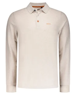 NZA New Zealand Auckland Ecru katoenen polo met lange mouw -