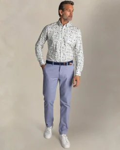 NZA New Zealand Auckland Ecru katoenen stretch overhemd met bloemenprint