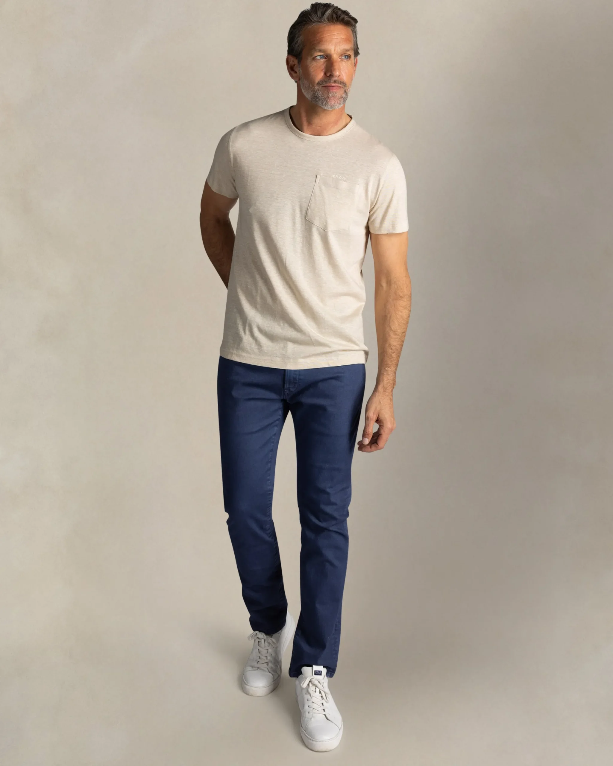 NZA New Zealand Auckland Ecru katoenen trui met korte mouwen