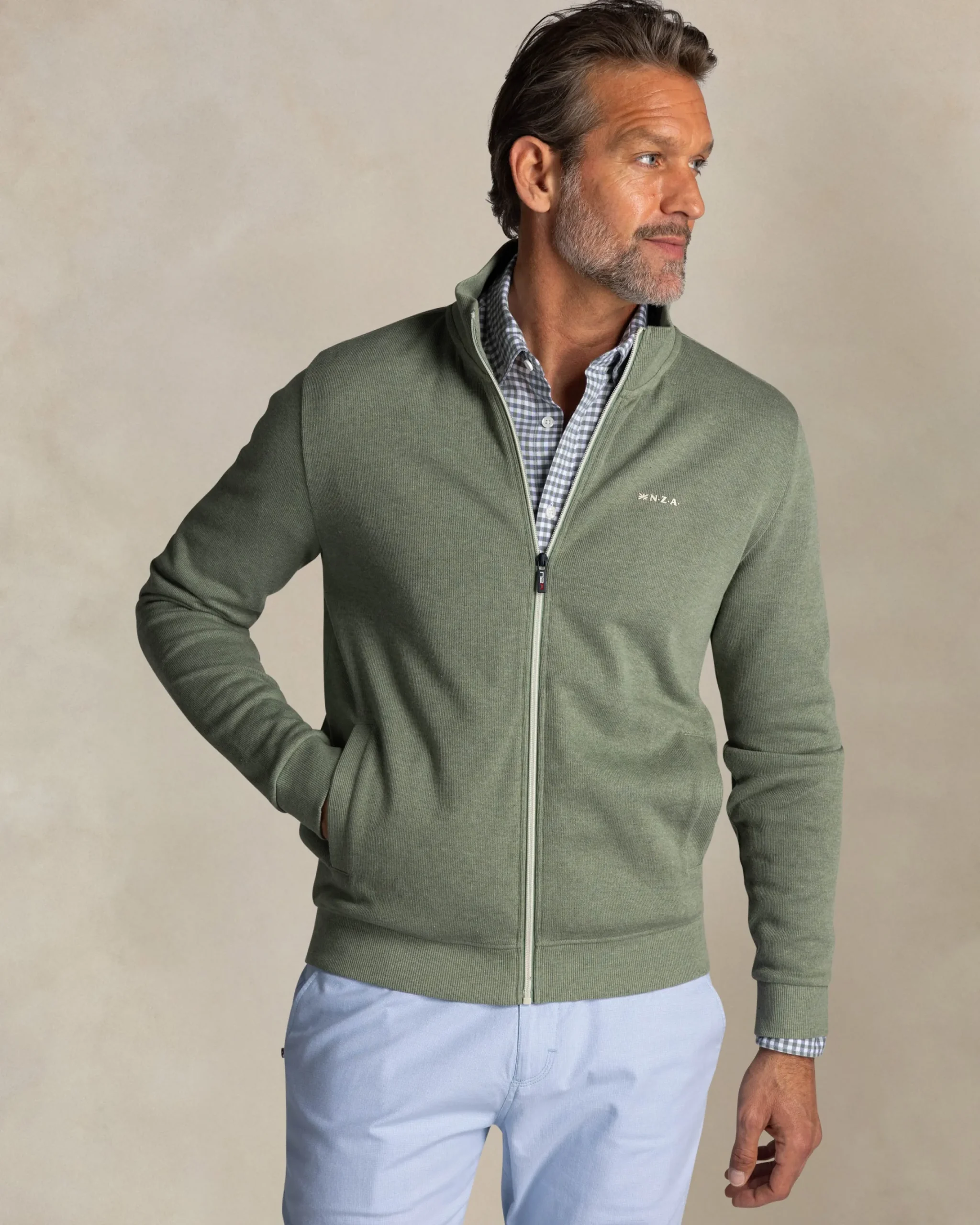 NZA New Zealand Auckland Ecru katoenen vest met ritssluiting