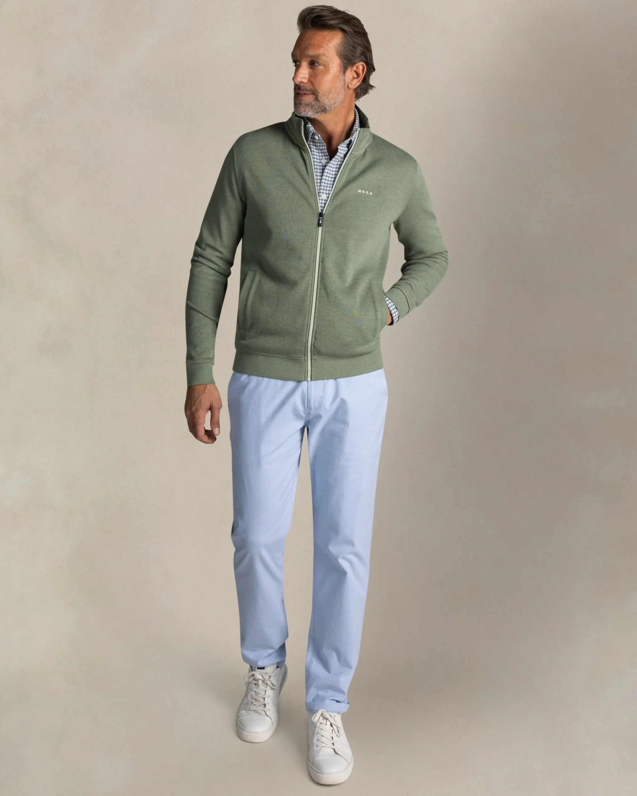 NZA New Zealand Auckland Ecru katoenen vest met ritssluiting