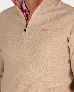 NZA New Zealand Auckland Effen beige katoenen trui met halve rits