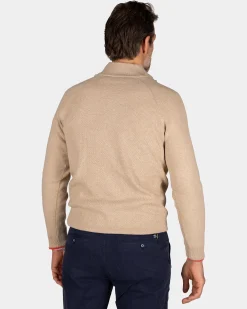 NZA New Zealand Auckland Effen beige katoenen trui met halve rits