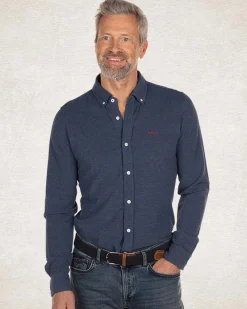 NZA New Zealand Auckland Effen blauw katoenen overhemd -