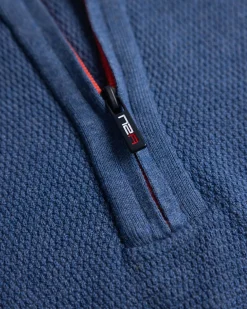 NZA New Zealand Auckland Effen blauwe katoenen trui met halve rits