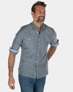 NZA New Zealand Auckland Effen katoenen linnen overhemd -