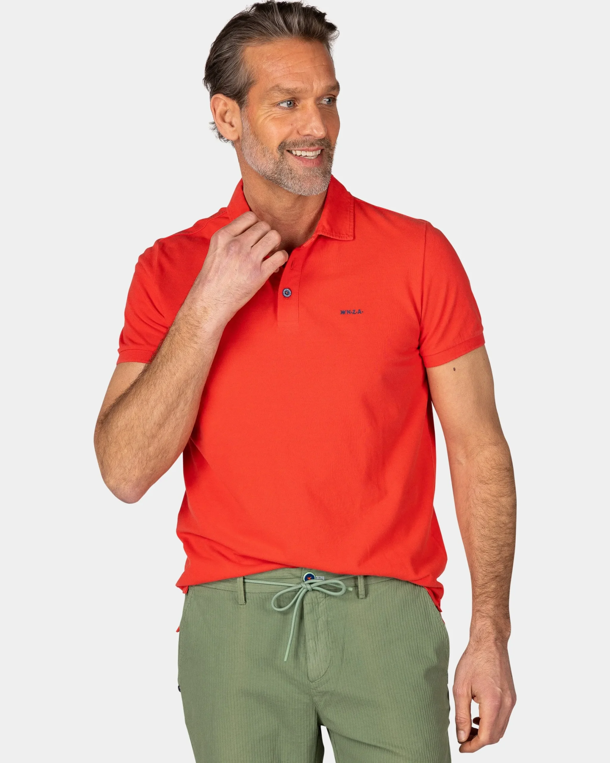 NZA New Zealand Auckland Effen katoenen roodoranje polo