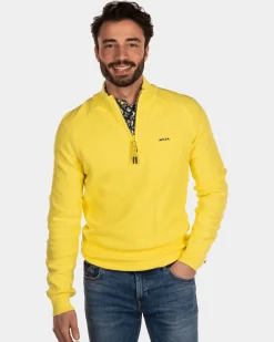 NZA New Zealand Auckland Effen katoenen trui met halve rits -