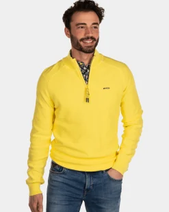 NZA New Zealand Auckland Effen katoenen trui met halve rits -