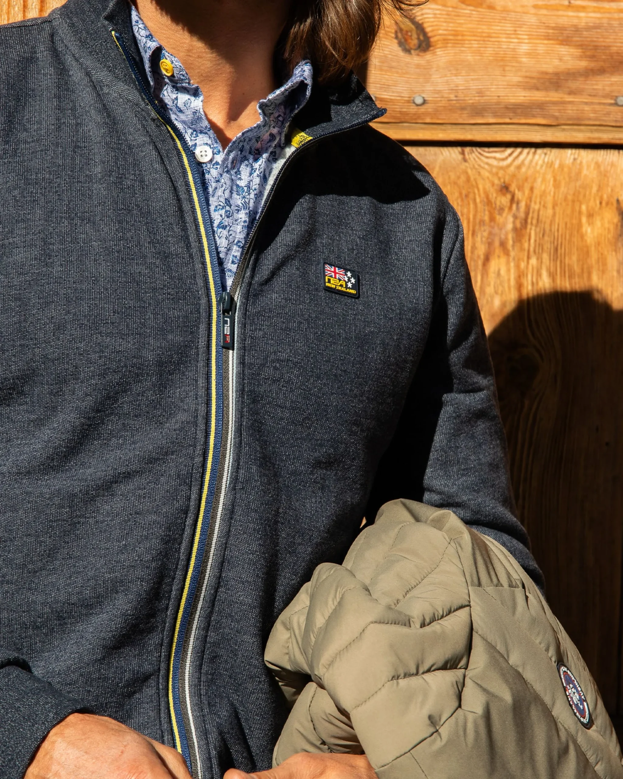 NZA New Zealand Auckland Effen katoenen vest met stretch Blauw