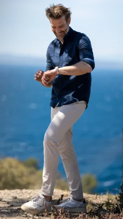 NZA New Zealand Auckland Effen linnen overhemd -