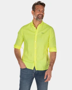 NZA New Zealand Auckland Effen linnen overhemd met lange mouwen -