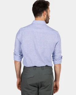 NZA New Zealand Auckland Effen linnen overhemd met lange mouw -