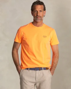 NZA New Zealand Auckland Effen oranje katoenen t-shirt met ronde hals