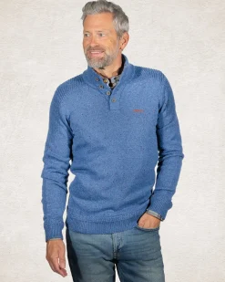 NZA New Zealand Auckland Effen trui met halve knoopssluiting -