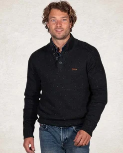 NZA New Zealand Auckland Effen trui met halve knoopssluiting -