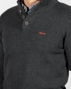 NZA New Zealand Auckland Effen trui met knopen Brownlee -