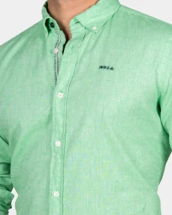 NZA New Zealand Auckland Felgekleurd effen overhemd - Fresh Green