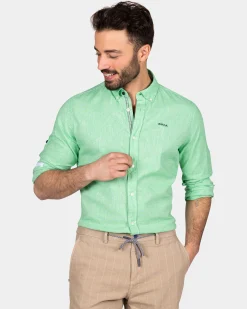 NZA New Zealand Auckland Felgekleurd effen overhemd - Fresh Green