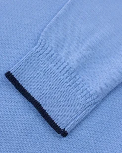 NZA New Zealand Auckland Fijngebreide blauwe trui met halve rits -