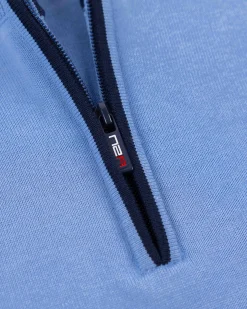 NZA New Zealand Auckland Fijngebreide blauwe trui met halve rits -