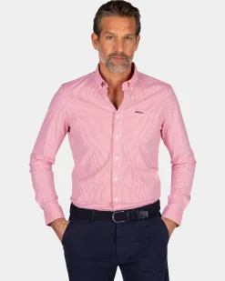 NZA New Zealand Auckland Fijngestreept oranje overhemd