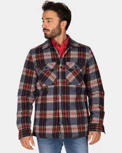 NZA New Zealand Auckland Flannellen gewateerd overhemd grijs groen rood -