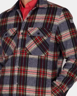 NZA New Zealand Auckland Flannellen gewateerd overhemd grijs groen rood -