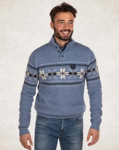 NZA New Zealand Auckland Gebreide trui met halve knoopssluiting -