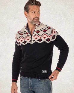 NZA New Zealand Auckland Gebreide trui met halve rits en accentkleuren -