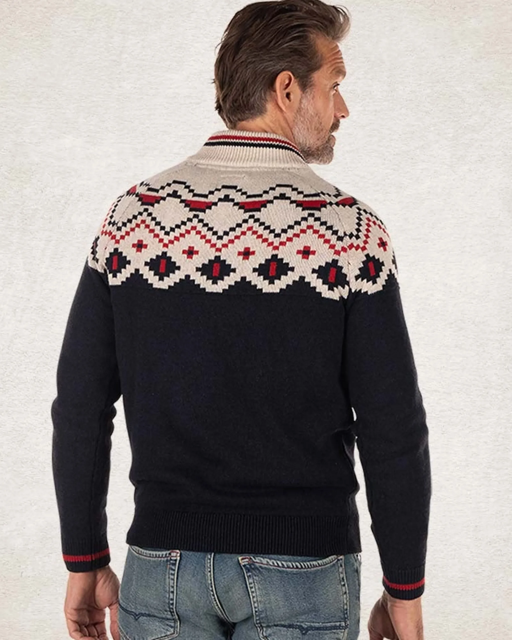 NZA New Zealand Auckland Gebreide trui met halve rits en accentkleuren -