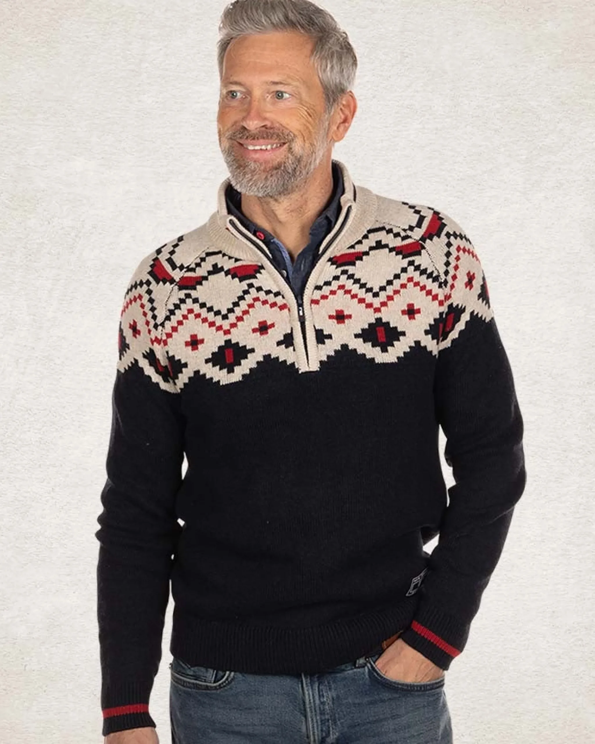 NZA New Zealand Auckland Gebreide trui met halve rits en accentkleuren -